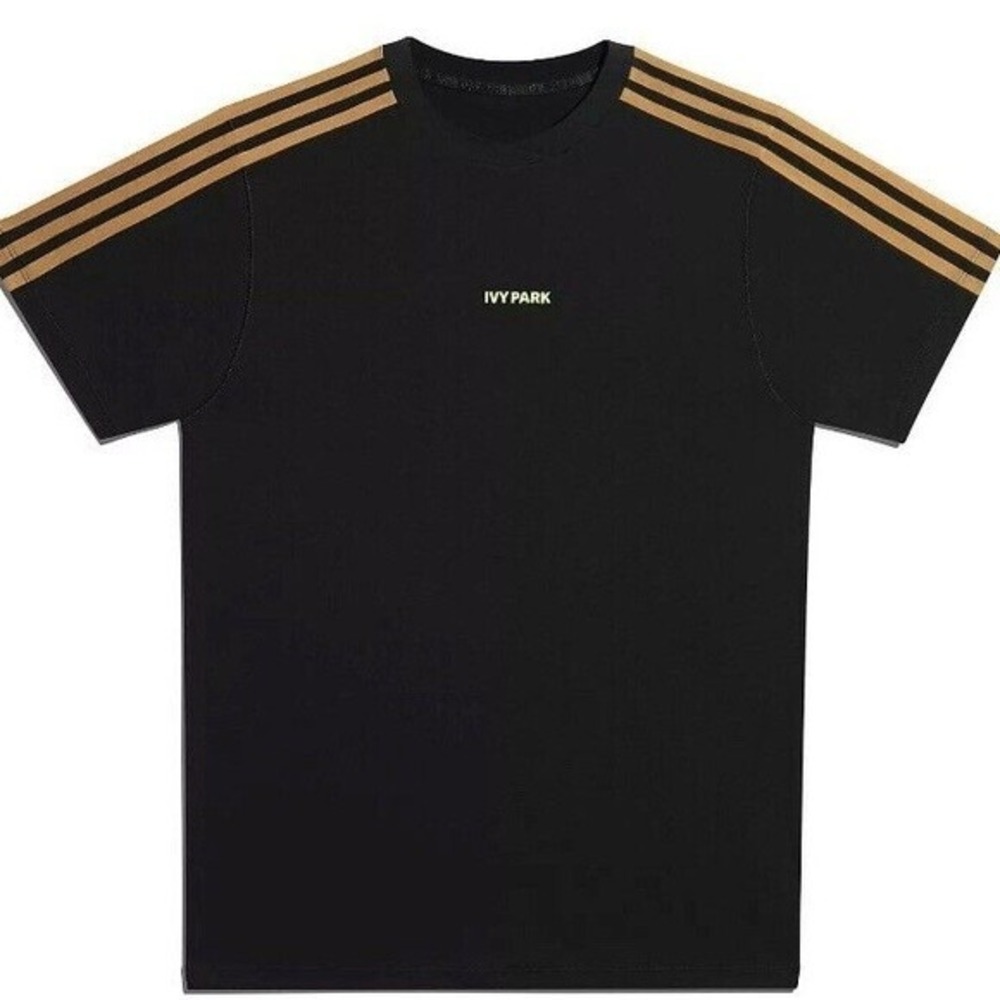 Adidas Ivy Park T-Shirt 3-Stripe Logo Black Gold Medium